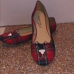 NWOT Plaid Cat face flats!